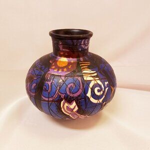 Terra Cotta Etched Vase, Pacific Island Motifs